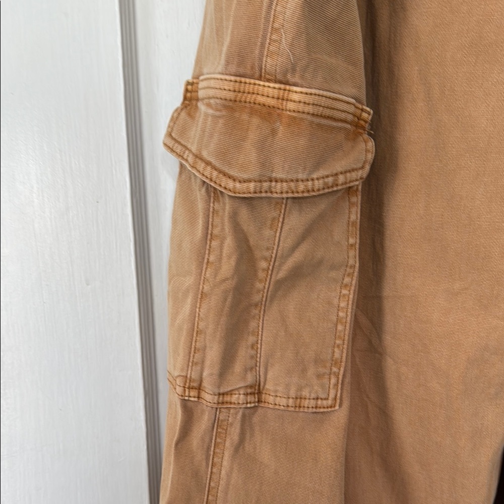 Women's Tan Cargo Pants with Paperbag Waist - Picture 4 of 5